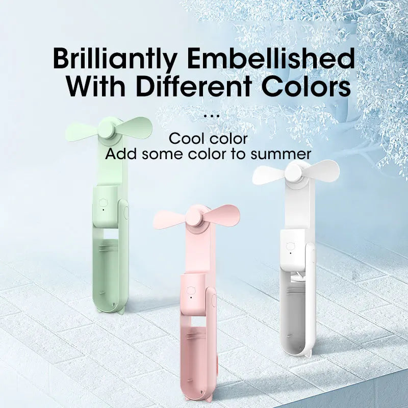 Folding  Mini Electric Fan USB Charging Fan Cooling Handheld Fan 3 Speed Powerful Outdoor Travel Portable Small Fan Power Bank