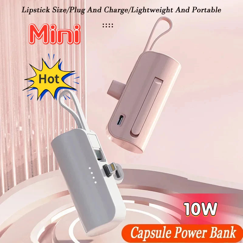 Mini 5000AhPortable Power Bank External Battery Plug and Play Power Bank TypeC Fast Effective Charger for IPhone Samsung Huawei