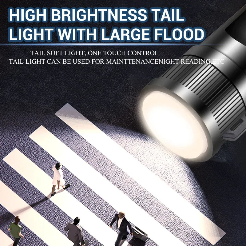 Powerful P50 Led Flashlights 5000LM Ultra Bright Tactical Light Emergency Spotlights Telescopic Zoom Light Built-in Battery