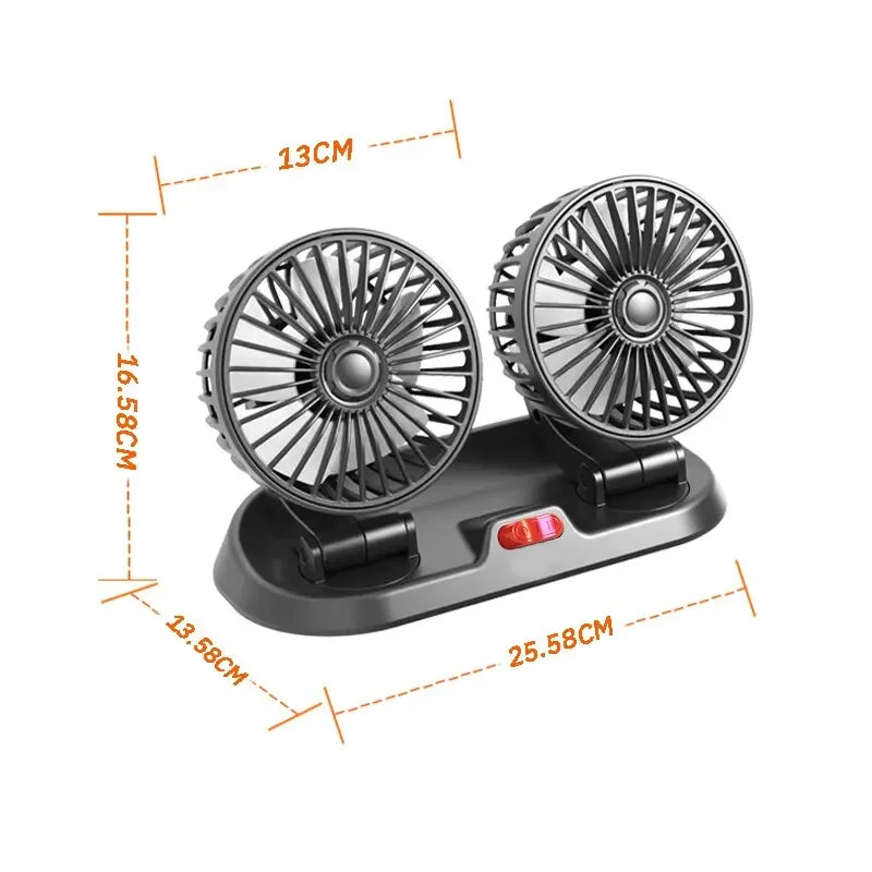 5VCar Fan Cooling Car Fan Dual Head Usb Car Fan 2 Speeds Adjustable Auto Cooler Air Fan Car Accessories Wind Regulation