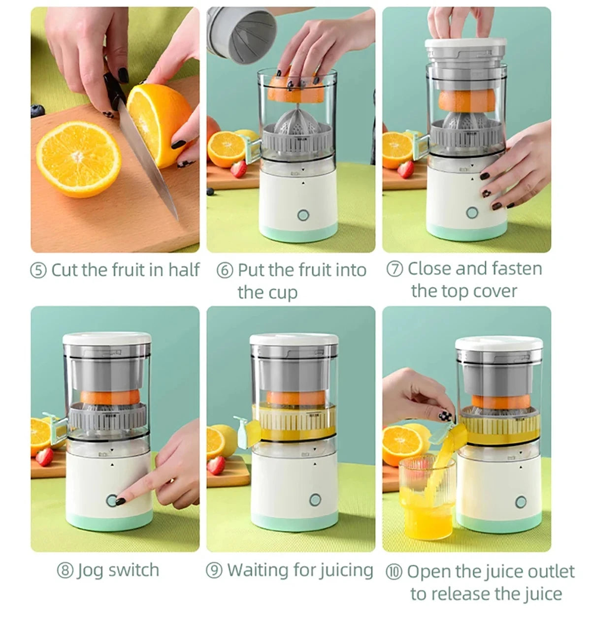 Portable Electric Juicer Wireless Orange Juicer USB Rechargeable Lemon Squeezer Electric Slow Juicers Household Kitchen Tools