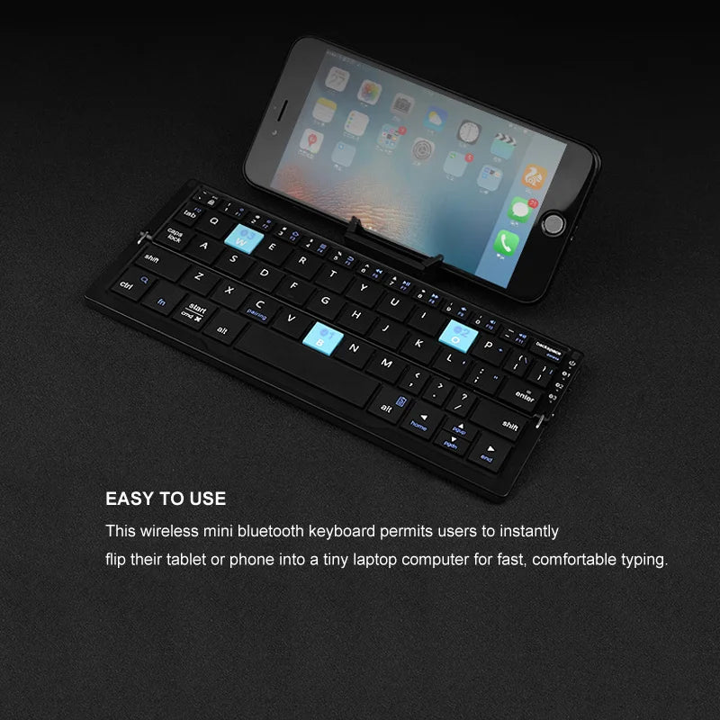 Foldable Mobile Phone Keyboard With Stand Rechargeable Bluetooh Keyboard for Phone Tablet Mini Folding Phones Keyboard