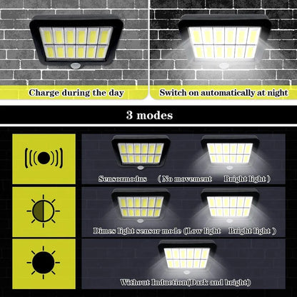 Solar Powered Floodlight PIR Motion Sensor Outdoor Split Spotlight Garage Security Wall Lamp COB Emergency Garden Street Lights