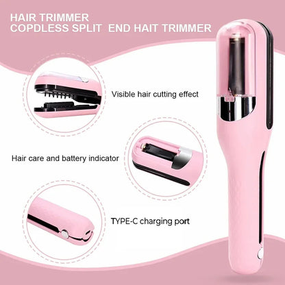 Rechargeable Cordless Split Hair Trimmer Hair Split Ends Trimmer Remover Damaged Hair Repair Hair Care Treatment Portable Home