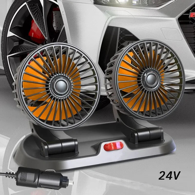 5VCar Fan Cooling Car Fan Dual Head Usb Car Fan 2 Speeds Adjustable Auto Cooler Air Fan Car Accessories Wind Regulation