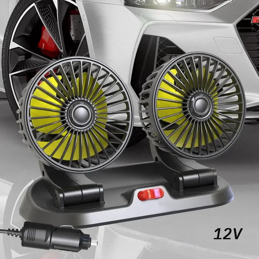 5VCar Fan Cooling Car Fan Dual Head Usb Car Fan 2 Speeds Adjustable Auto Cooler Air Fan Car Accessories Wind Regulation