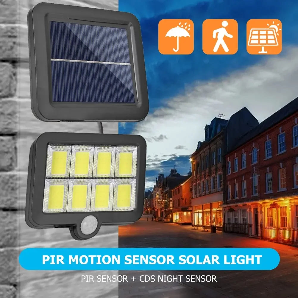 Solar Powered Floodlight PIR Motion Sensor Outdoor Split Spotlight Garage Security Wall Lamp COB Emergency Garden Street Lights