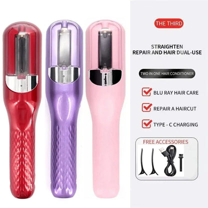 Rechargeable Cordless Split Hair Trimmer Hair Split Ends Trimmer Remover Damaged Hair Repair Hair Care Treatment Portable Home