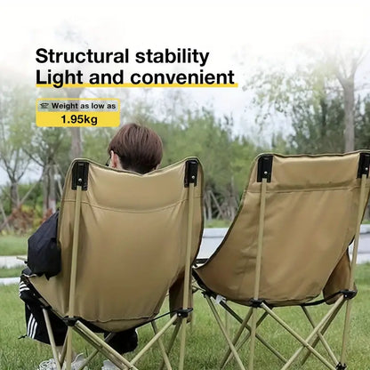 1pc Deluxe Camping Folding High Back Moon Chair